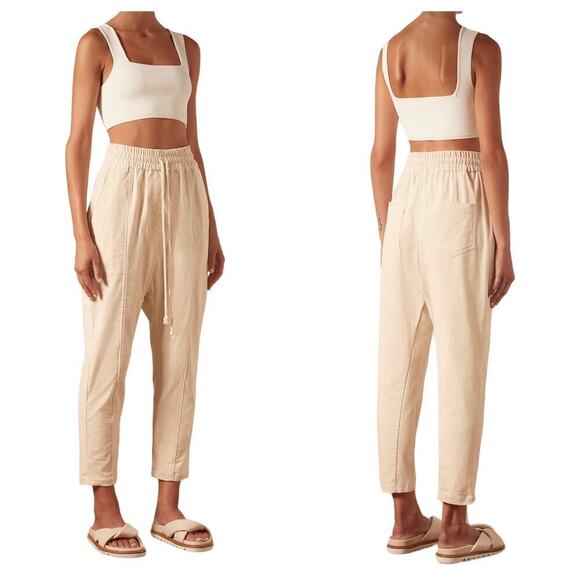 Shona Joy Pants Holly Drop Crotch Corduroy High Waist Straight Leg Cream White 2 - Picture 1 of 9